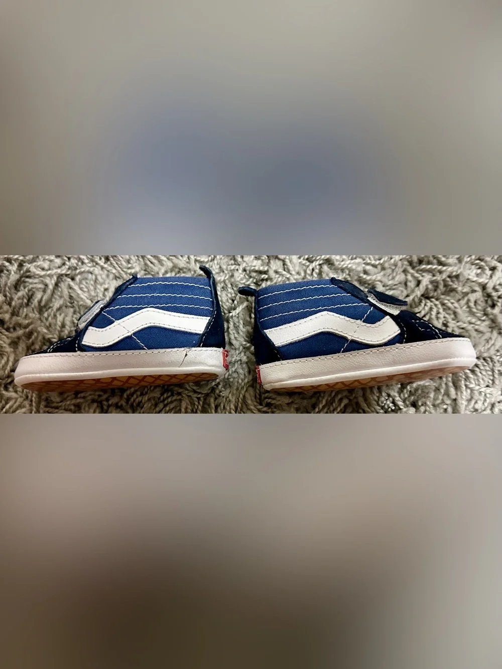 Vans Navy Blue Kids Slip-On Canvas Shoes with White Stripe